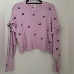 Pink knit floral sweater